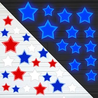 Junkin 26 Pcs Patriotic Garage Door Magnets Luminous Star, Red White Blue