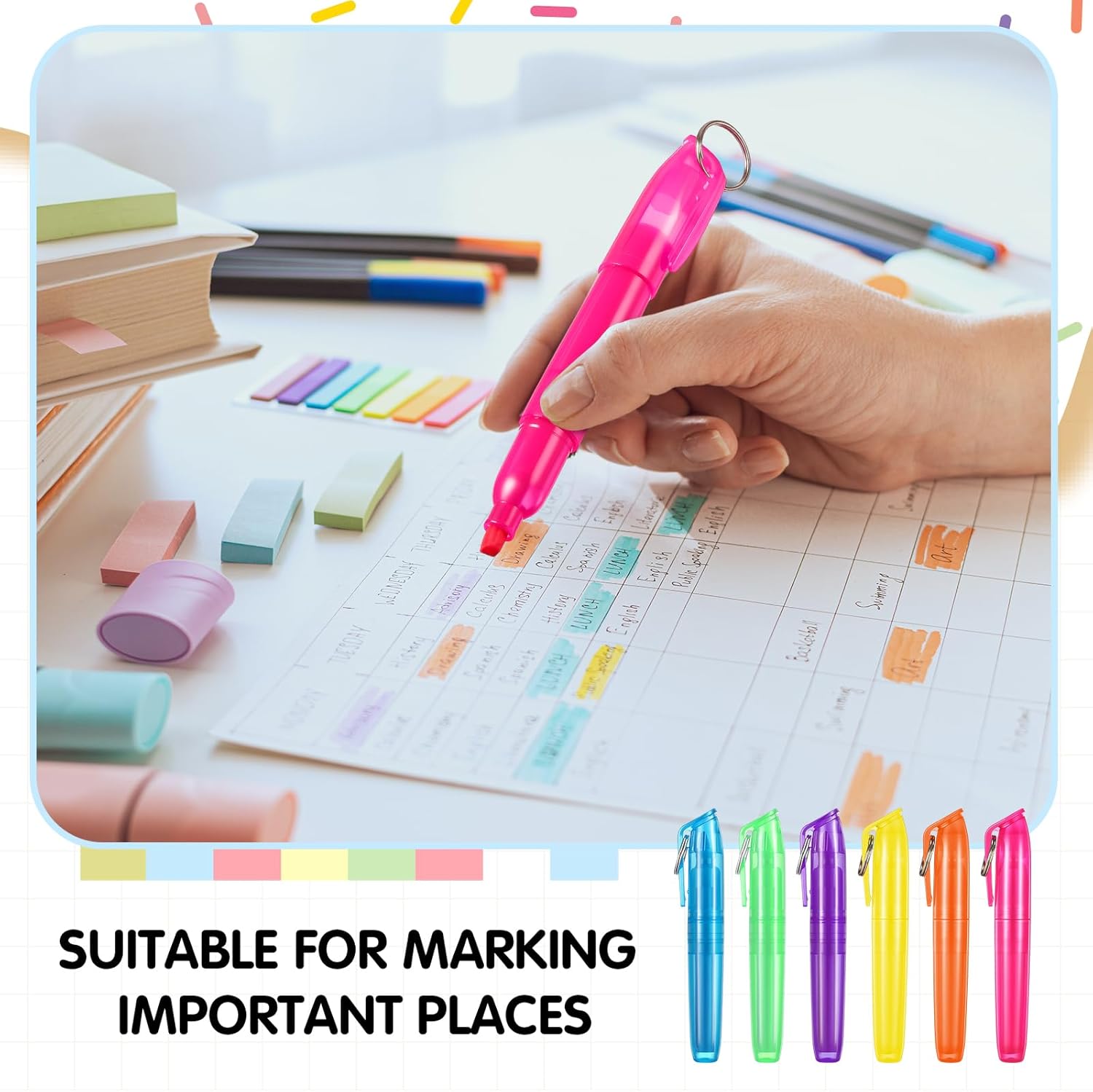AmazingSpark 82 Pcs Mini Permanent Markers Highlighter Set for Nurses Badge Mini Highlighter Markers Pens with Golf Keychain Clips for Christmas Employee Appreciation Gift