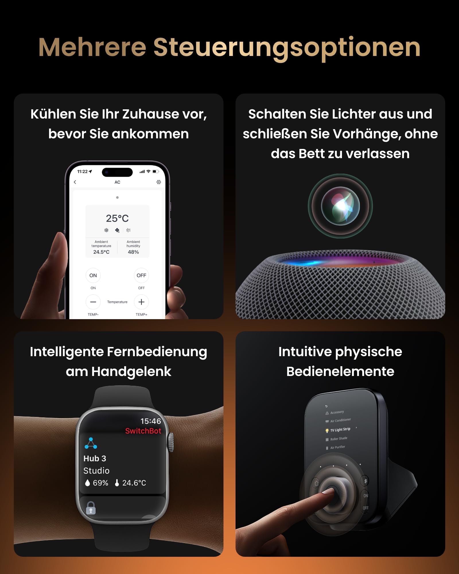 SwitchBot Hub 3 Smart Home Hub Matter Support Smart IR Bluetooth Fernsteuerung WLAN Thermometer Hygrometer 2,4 GHz Alexa HomeKit Google Home IFTTT