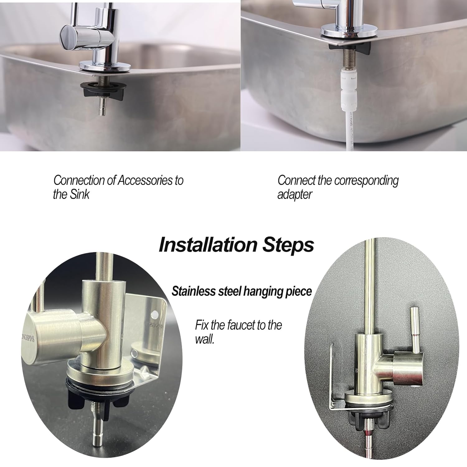 Drinking Water Faucet for Most Reverse Osmosis and Water Filtration.Sink Faucet SUS304 Stainless Steel Brushed Nickel.Includes 3/8" Adapter, Straight Connector, 1/2" Quick-Connect Fitting