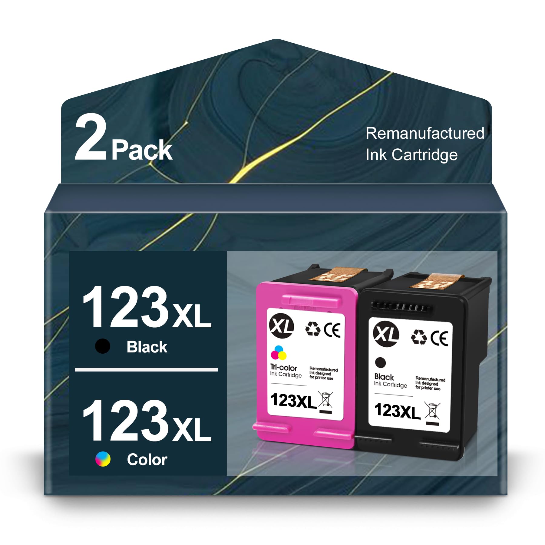 123 Black/Tri-Color Ink Cartridge [[F6V16AE,F6V17AE] Replacement for HP 123XL 123 Works With Deskjet 2130 2620 2630 2632 3639 Envy 4513 4520 4521 4522 Officejet 3830 4560 (1 Black 1 Tri-Color)