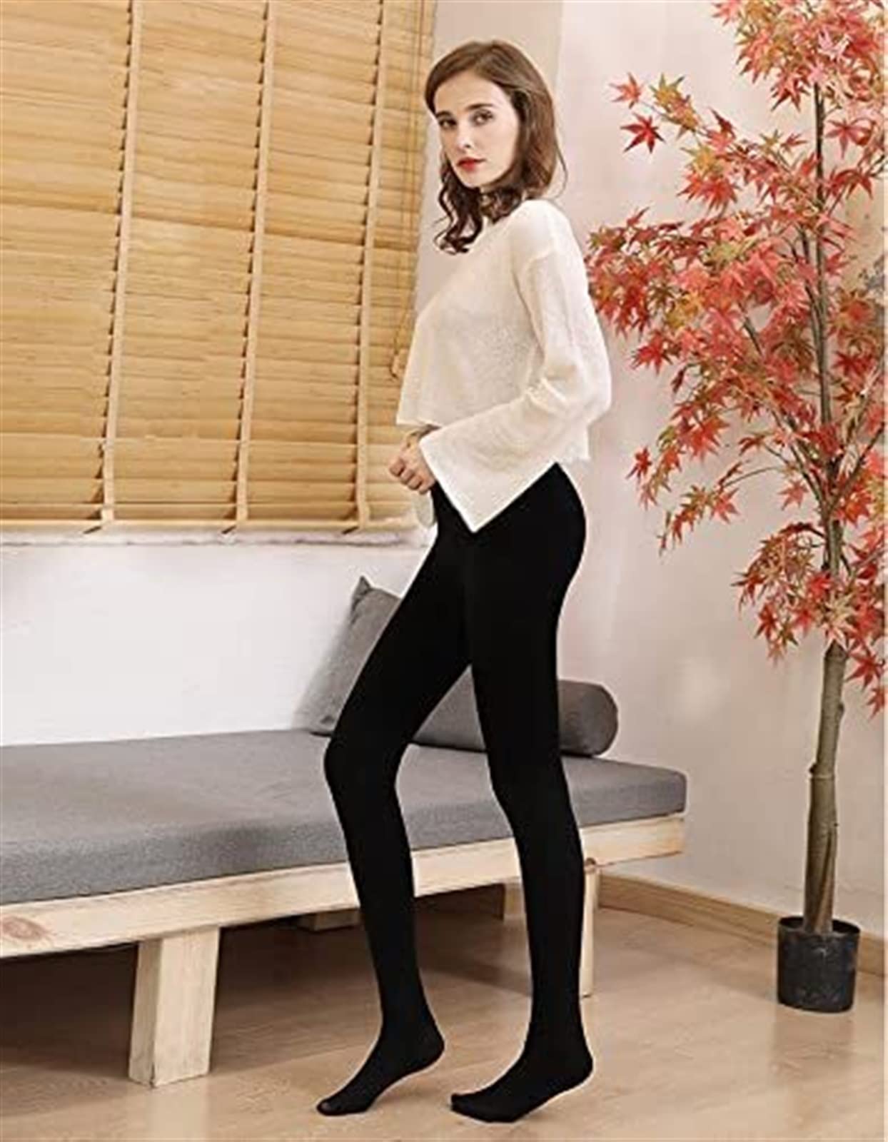 Collant da Donna Foderati in Pile Collant Termici Collant Invernali Caldi a Vita Alta Opachi con Collant a Piede Superiore con Controllo della Pancia (Color : Nude, Size : One Size) (Black1 One Size