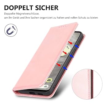 EasyShow Flip Wallet Hülle Für Google Pixel 7a – Mit Kartenfächern & Standfunktion, Rose Rot