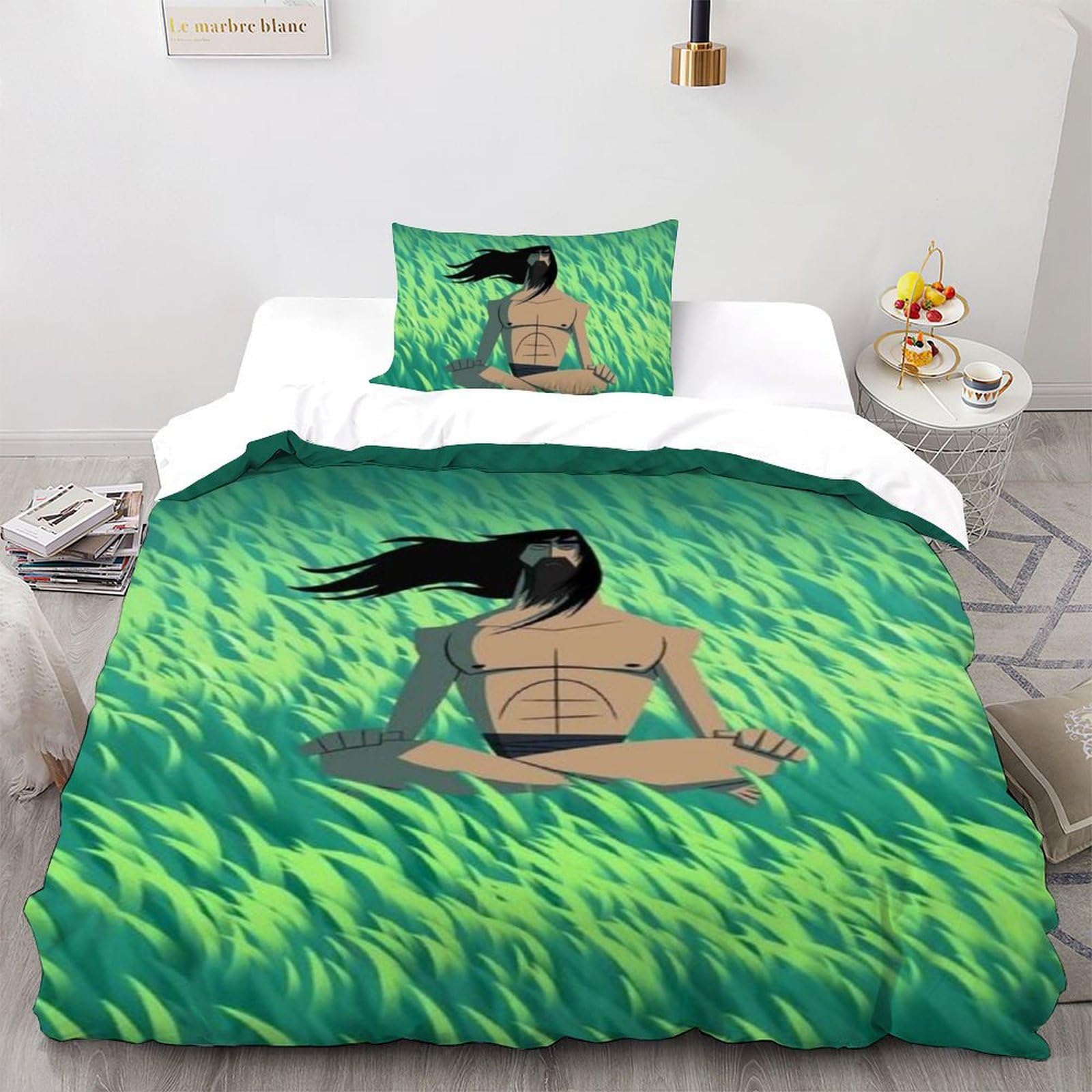 Housse de couette enfant 135x200 prairie en microfibre 3D avec sa taie d'oreiller pour lit single