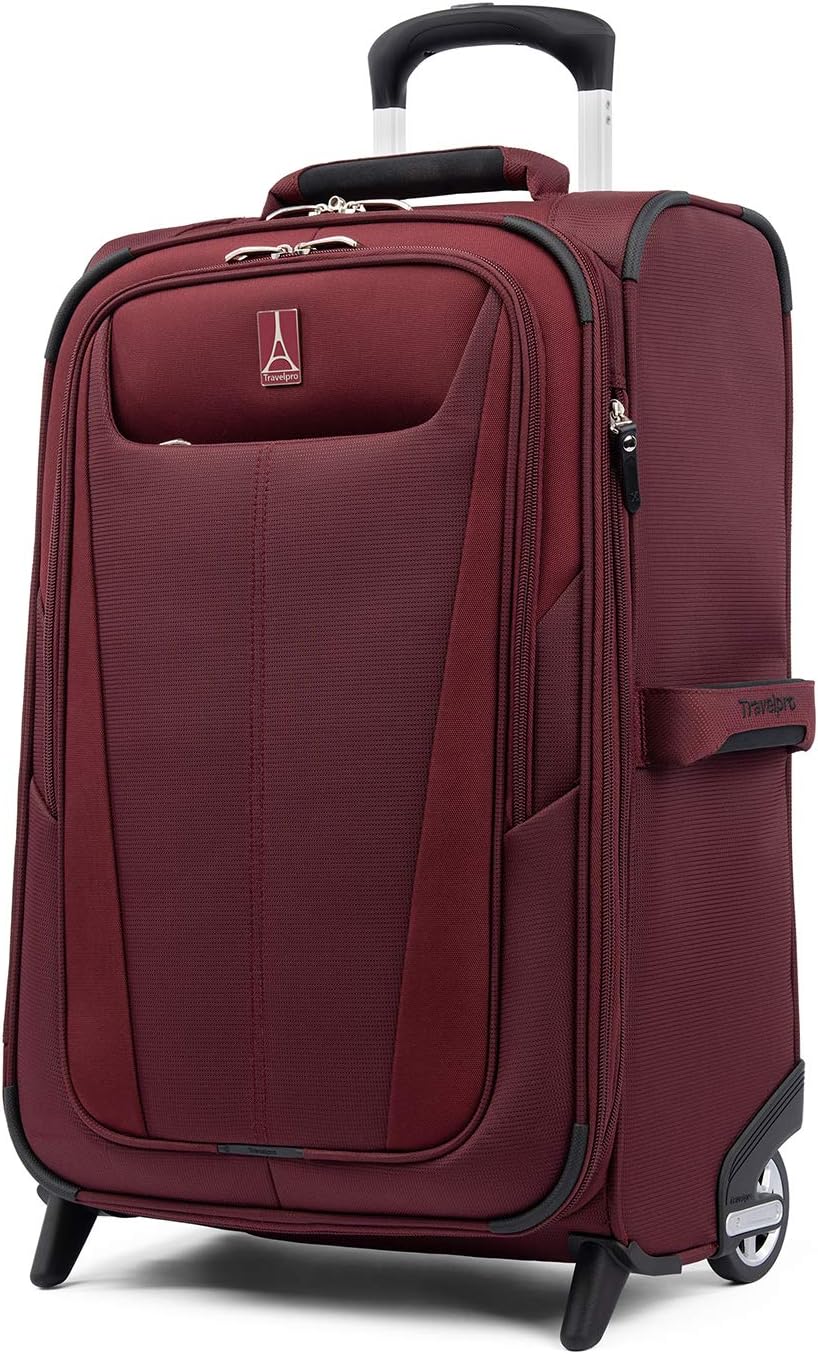Travelpro Maxlite 5 Softside 2pc Set Expandable Carry On Upright 2 Wheel Luggage/Soft Underseat Tote, Lightweight Suitcase, Men and Women, Burgundy