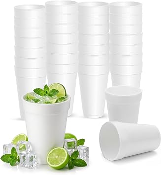 Concession Essentials 8 oz Foam Cups 100 Count Pack Insulated Disposable Hot & Cold Beverage Cups Lightweight, Durable, Perfect for Coffee, Tea, Water & Concessions