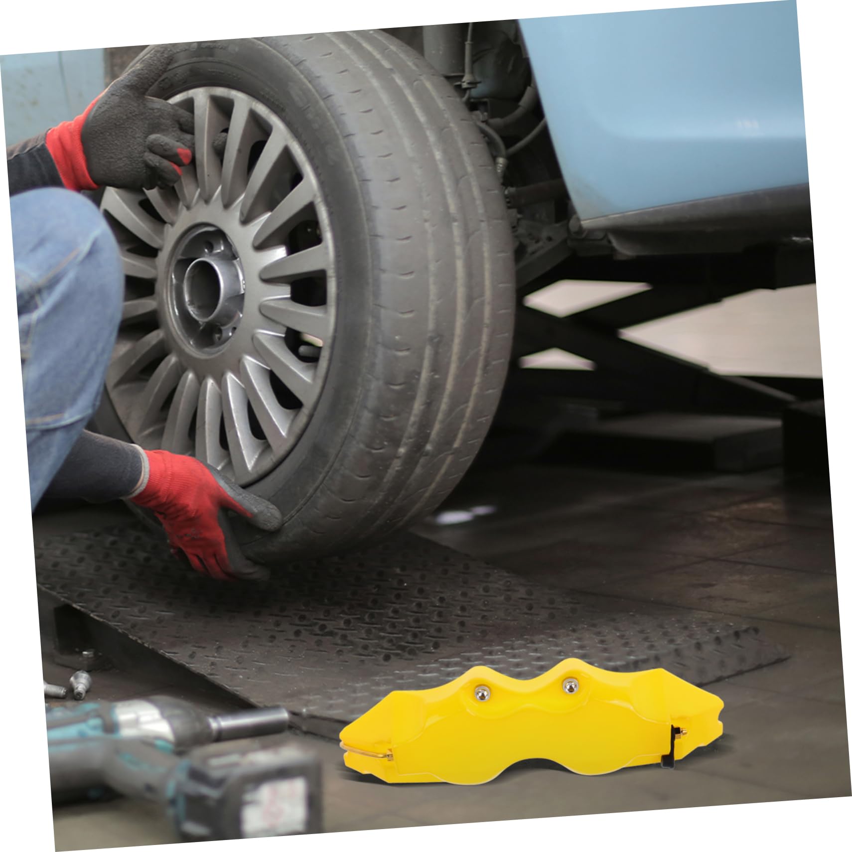 ABOOFAN Set 2 Copri Pinze Freni Gialli in Abs Stile 3d per Copertura Pinza Freno Anteriore e Posteriore Compatibili Ampia Installazione Facile per Auto