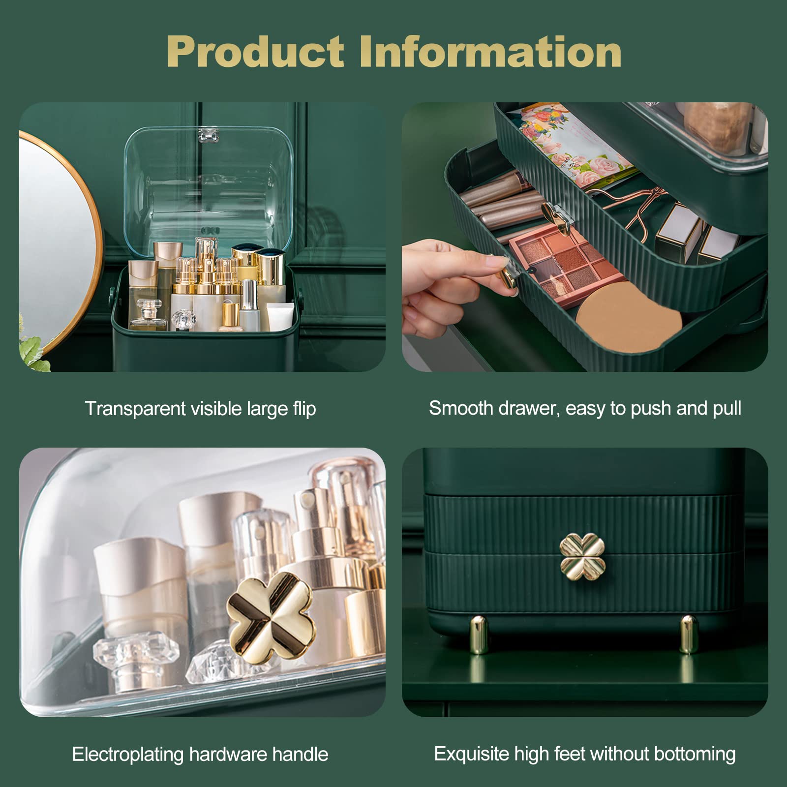 Galatée Organizer per Cosmetici,Organizzatore di Trucco Grande Capacità,Organizer Trucchi Multifunzione Girevole,per Cosmetici, Gioielli e Accessori ideale per bagno e camera da letto（bianca -c）