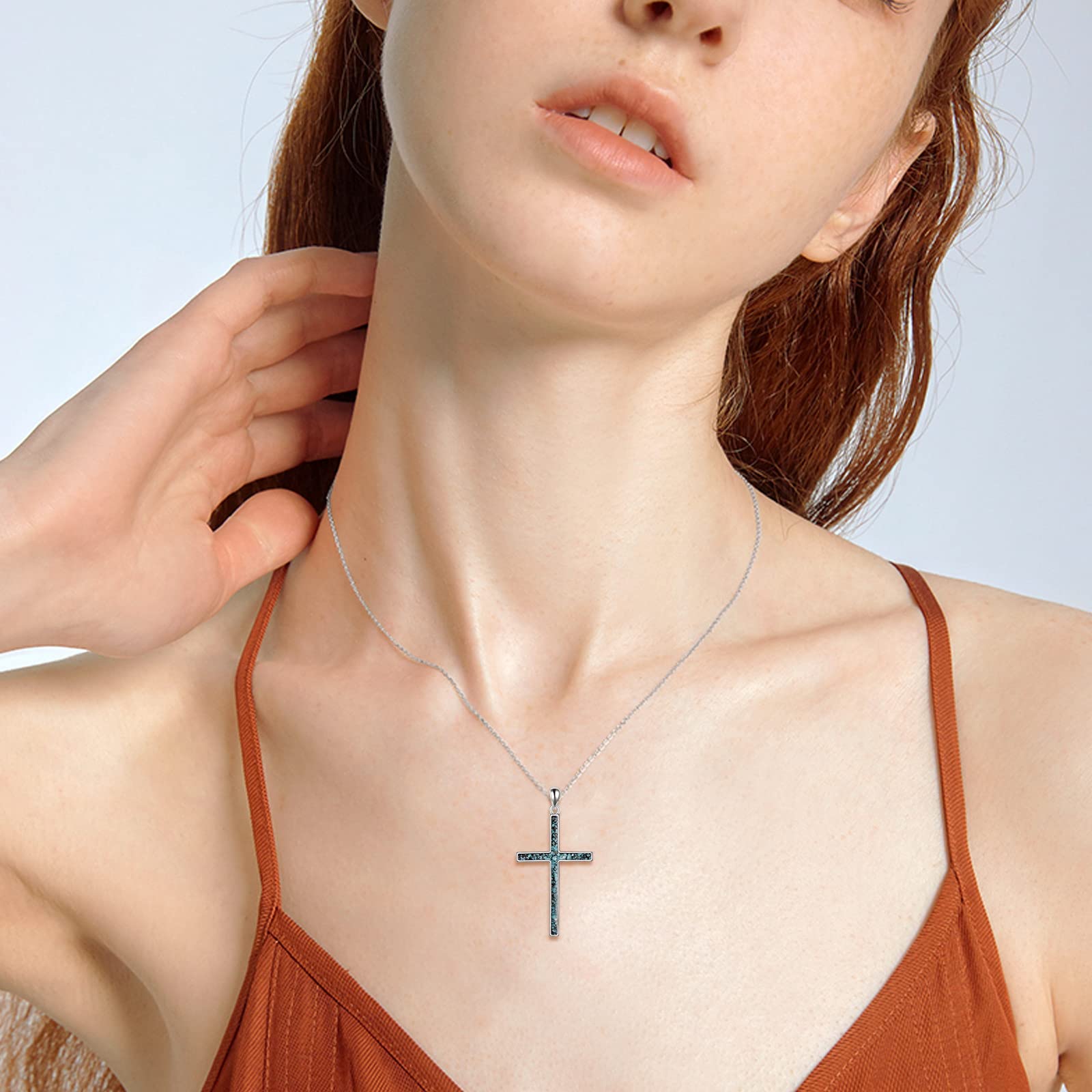 YFN Keltisches Kreuz Halskette Sterling Silber Keltische Knoten Anhänger Abalone Shell Kreuz Schmuck Geschenke für Damen Herren