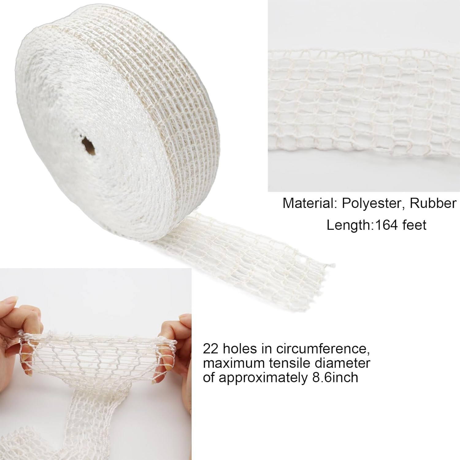 164ft Meat Netting Roll, Elastic Smoked Meat Poultry Ham Netting Meat Butcher Twine Net for Meat Cooking Smoking, or Drying (22)