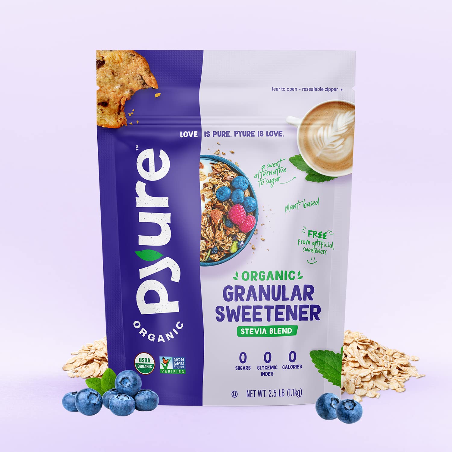 Pyure Organic Stevia Blend Granulated AllPurpose White Sugar