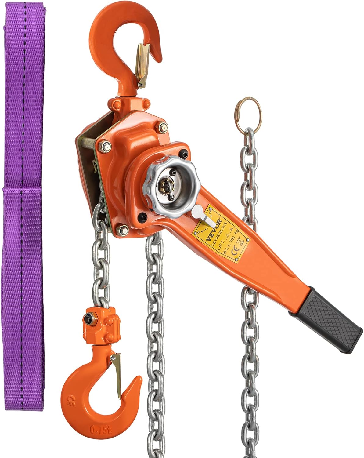 VEVOR Lever Chain Hoist, 0.75Ton 1650lbs Capacity Ratchet Puller with 10FT Max. Lifting Height, Come Along 2 Heavy Duty Steel Hooks, Manual Handling Tool for Cargo Moving in Construction, Warehouse : Office Products