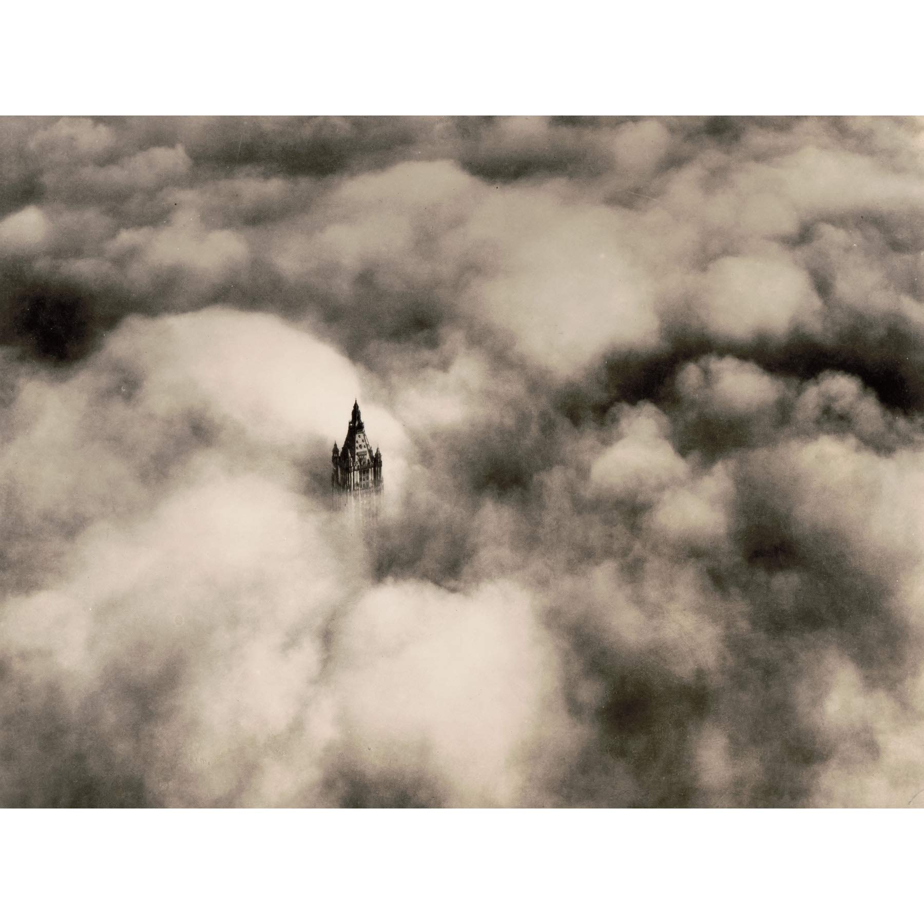 Artery8 New York Woolworth Building Above Clouds Aerial Vintage Photo Premium Wall Art Canvas Print 18X24 Inch