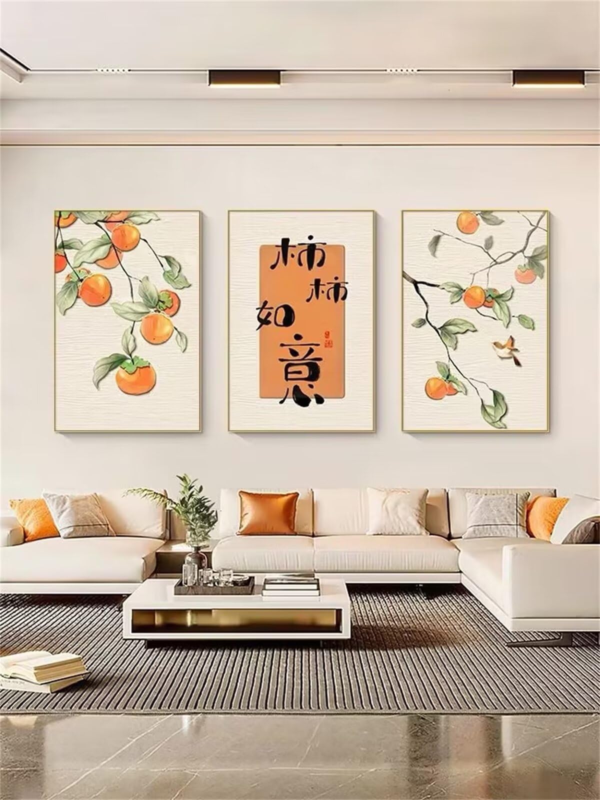 Kit Diamond Painting abstrait kaki 5D complet 3 pièces en format 50x70cm pour adulte