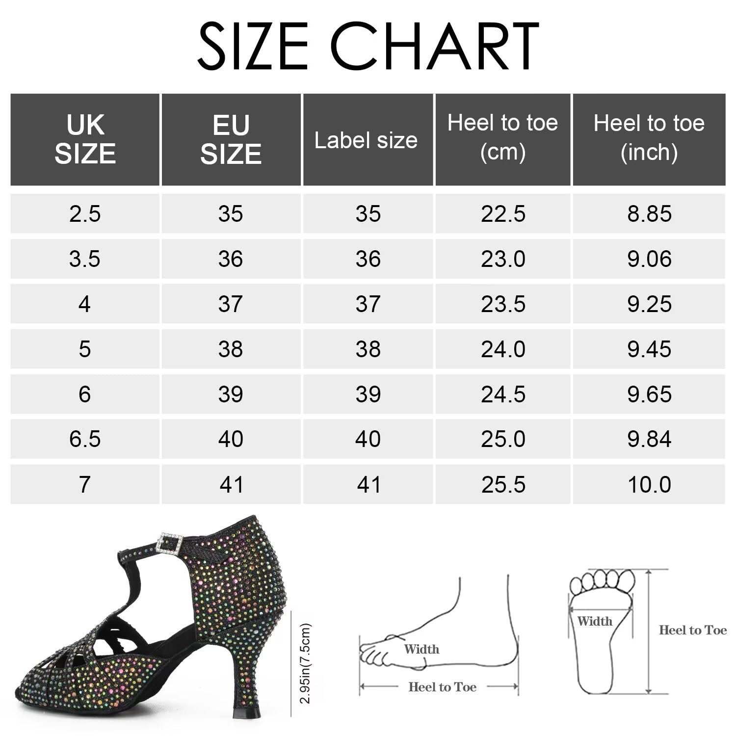 Donne Strass Scarpe da Ballo Sala da Ballo Latino Salsa Bachata Performance Danza Scarpe da Ballo