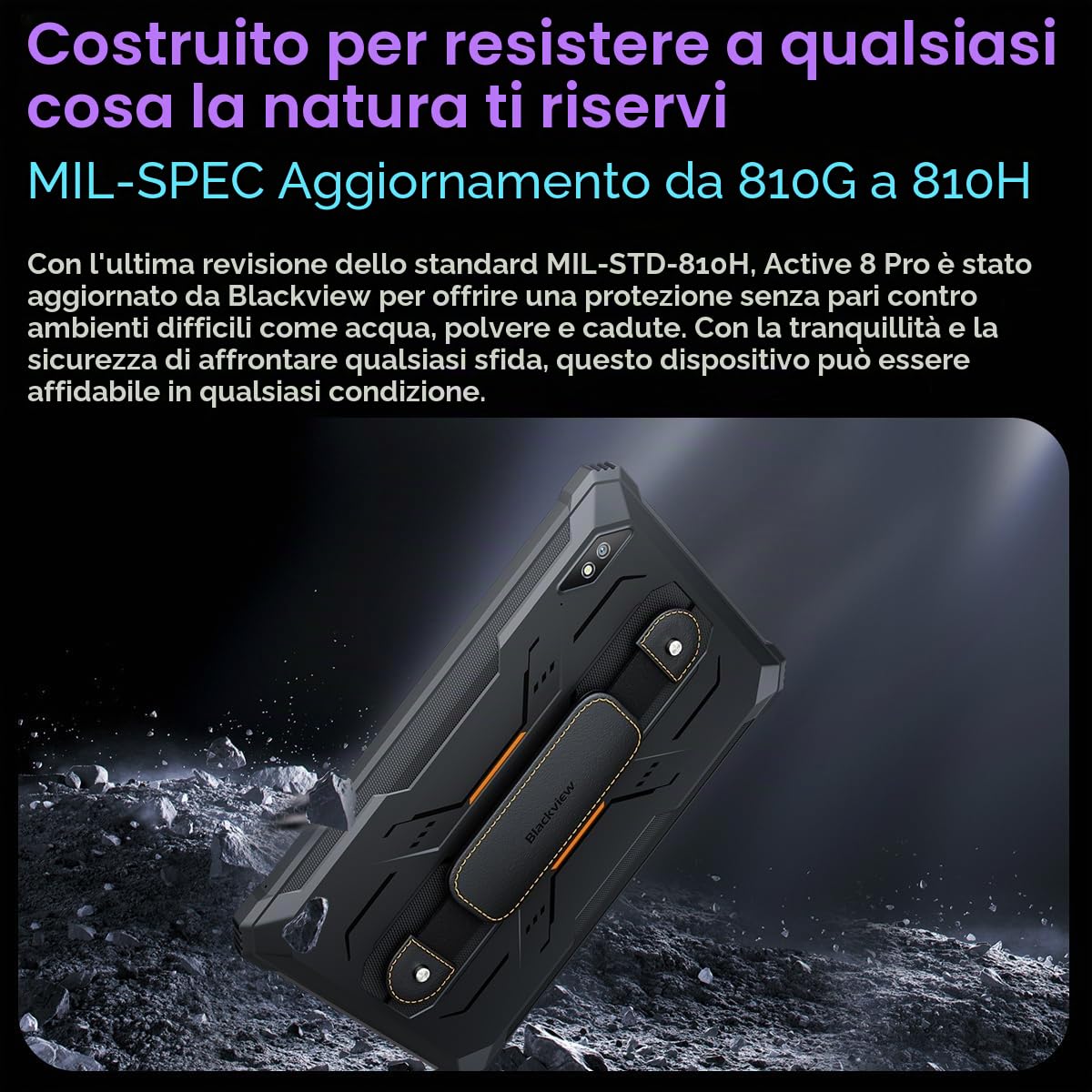 Blackview Active 8 Pro Rugged Tablet Android 14, MTK G99 16GB+256GB Tablet Android 14, 10.4“ FHD+, 22000mAh Smartphone Robusto, 48MP, 4 Lautsprecher, IP68 Wasserdicht, Dual 4G LTE, 5G WiFi, OTG, NFC