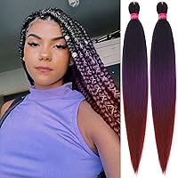 Vista 54 de Extensiones de cabello para trenzar preestiradas rosa con oropel de 26 pulgadas - 3 paquetes de trenzas sintéticas profesionales de ganchillo