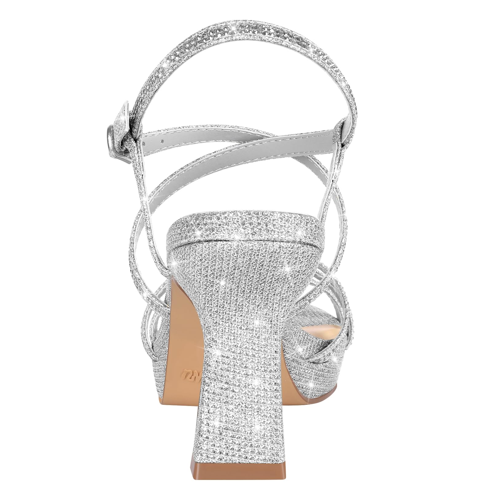 PIZZ ANNU Stellora Sandali Platform Donna Estate Eleganti Comodi con Tacco e Cinturino alla Caviglia Modello Brillante per Festa e Matrimonio