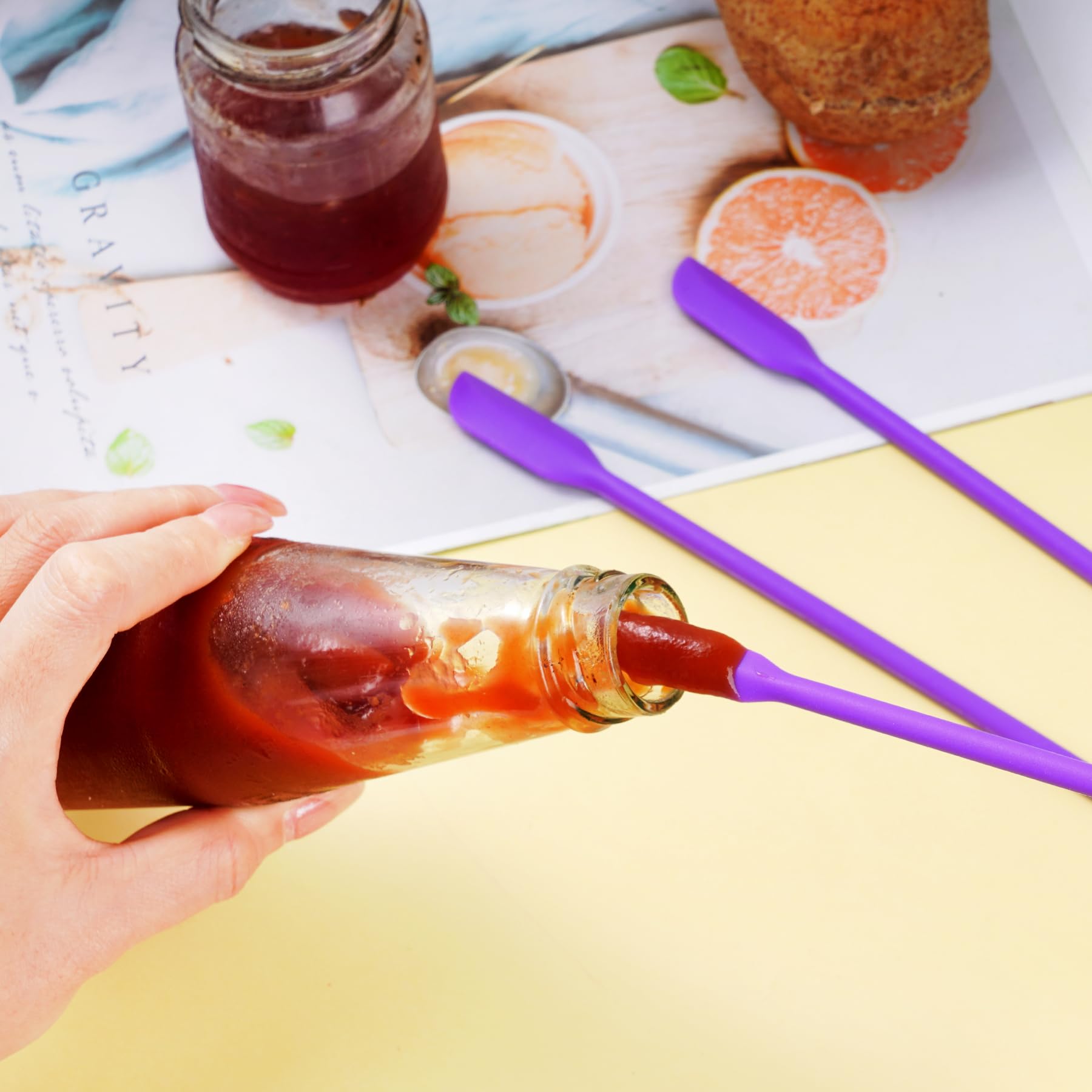 Set 4 Mini Espátulas De Silicona Para Cosméticos Y Cocina - Puntas Finas Para Llegar A Botes Pequeños - Incluye Acero Inoxidable - Fáciles De Limpiar