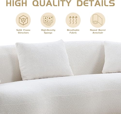 Miniatura 8 de JUSTONE Sofá de sala de estar curvado moderno de mediados de siglo de 94 pulgadas, sofá de tela Boucle de 3 asientos para dormitorio, oficina, 93.6