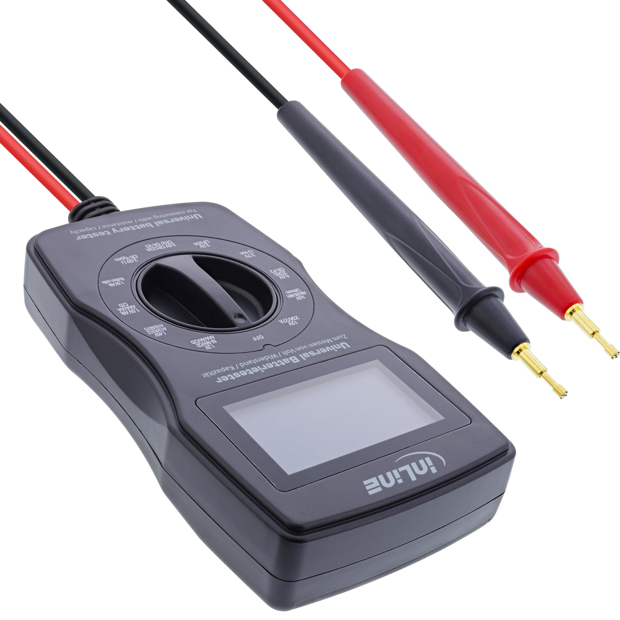 InLine Wielofunkcyjny tester baterii, miernik z wyświetlaczem LCD, 01285T