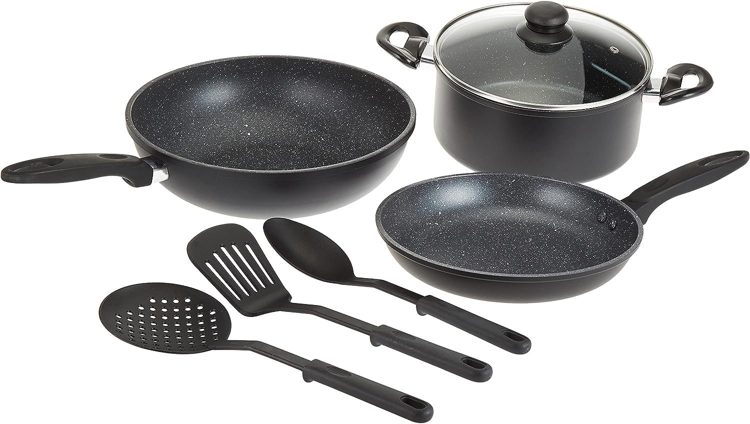 Elegance Cooking Set 7 Pieces Mix, Black, Egs01M6