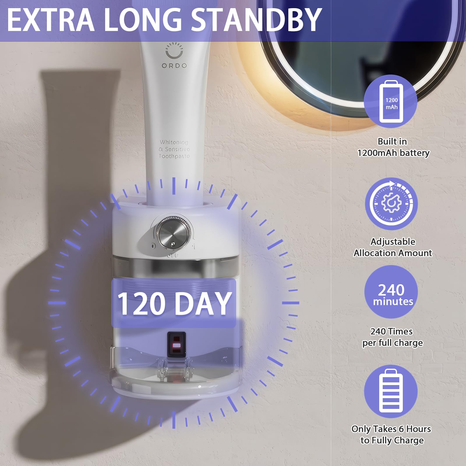 Toothpaste Squeezer, Bathroom Wall Mounted Electric Toothpaste Dispenser with Adjustable Toothpaste Dispensing Amount, Automatic Toothpaste Dispenser for Adults and Kids (White)