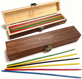 TriMagic Pick Up Sticks Original Game in Wooden Gift Box, 41-Piece Nostalgic Pickup Mikado Sticks Game, Retro Vintage Classic Old Fashioned Toys for Family 50s 60s 70s 80s