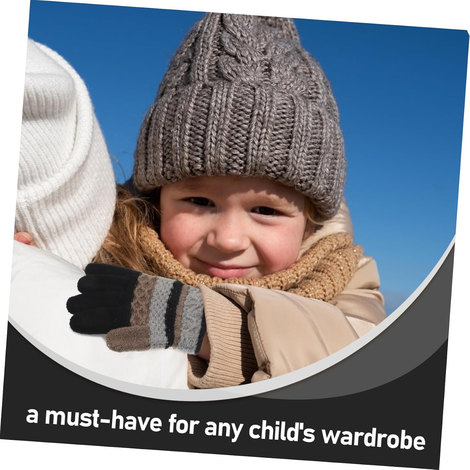 1pair Boy Girl Gloves Warm Knitted Boy Girl Mittens for Boys and Girls Cute Stripe Design for Cold Weather Outdoor Activities Comfortable and Versatile for Autumn and Use