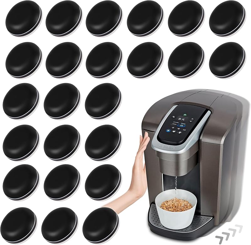 Deslizadores para electrodomésticos para cocina Negro 24 PCS Trucos deslizantes autoadhesivos para pequeños electrodomésticos de cocina Fácil de mover y ahorrar espacio Gadgets imprescindibles Accesorios para mezcladores para encimera