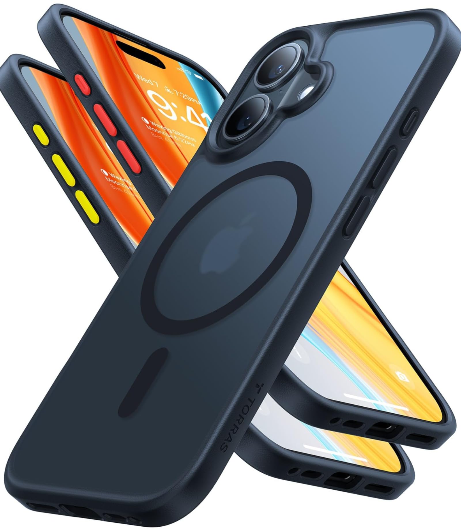 TORRAS Magnetic Shockproof Compatible with iPhone 16 Case, Fit for MagSafe, 4X Military Grade Drop Protection Anti-Scratch Protective Hard Back Plastic Slim Phone Case for iPhone 16 6.1 inch, Black