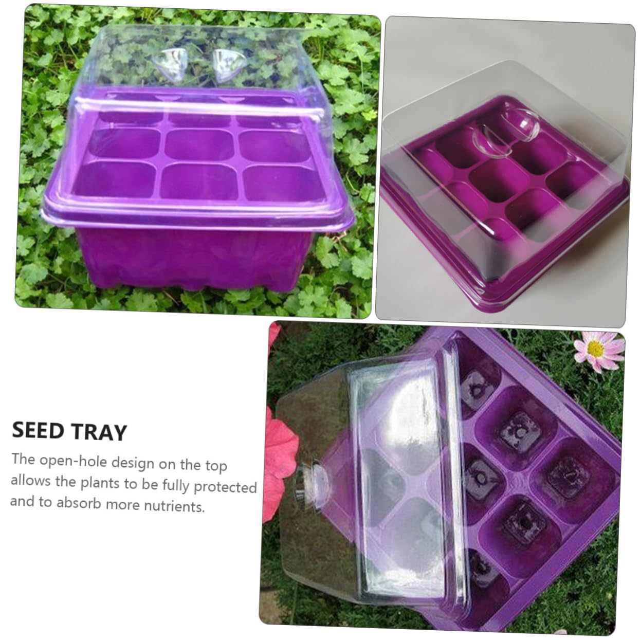 Toyvian 2 Series Caja De Vivero Bandeja para Múltiples Plántulas Maceta para Germinación De Plantas De Interior Bandeja Propagadora De Jardín De Drenaje con Tapa 2 Piezas*2