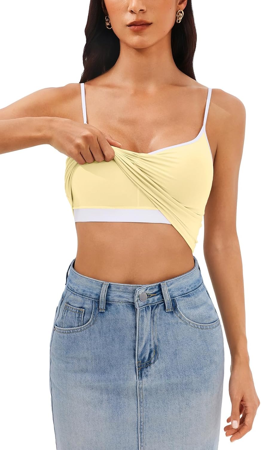 Longline Padded Sports Bra Workout Top for Women, Adjustable Straps Backless Crop Top Push Up Yoga Running Tank Top - Image 2