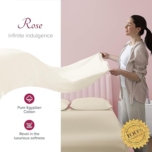 Miniatura 2 de Carressa Linen Juego de Sábanas de Algodón Egipcio 100% Tamaño King - Sábanas de Algodón Egipcio de Lujo de 1200 Hilos Tamaño King, Bolsillo