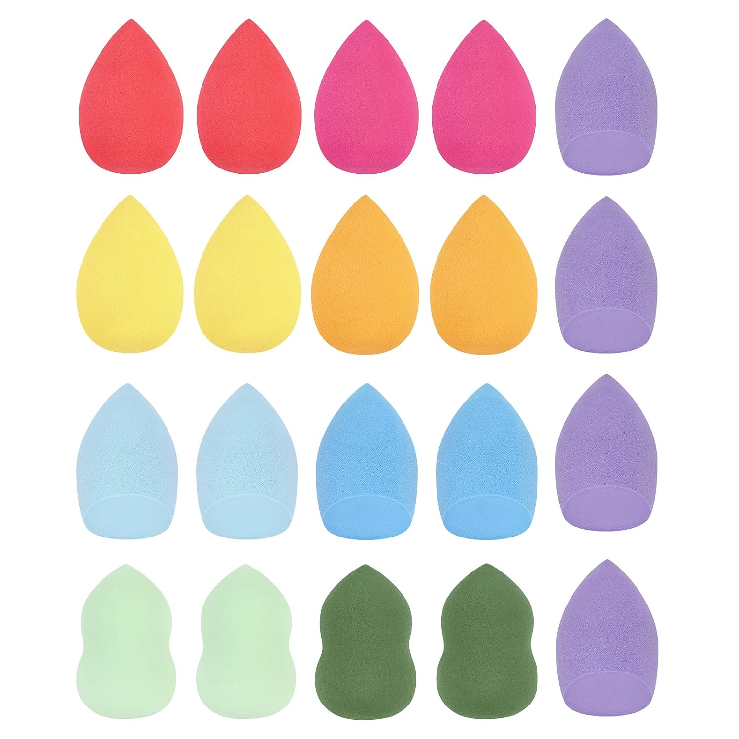 LighSele 20 Pcs Makeup Sponge, Latex-Free Blender Beauty Foundation Blending Sponge, Flawless for Liquid, Cream and Powder, Dry & Wet Use, Multi-colored Makeup Sponges Set
