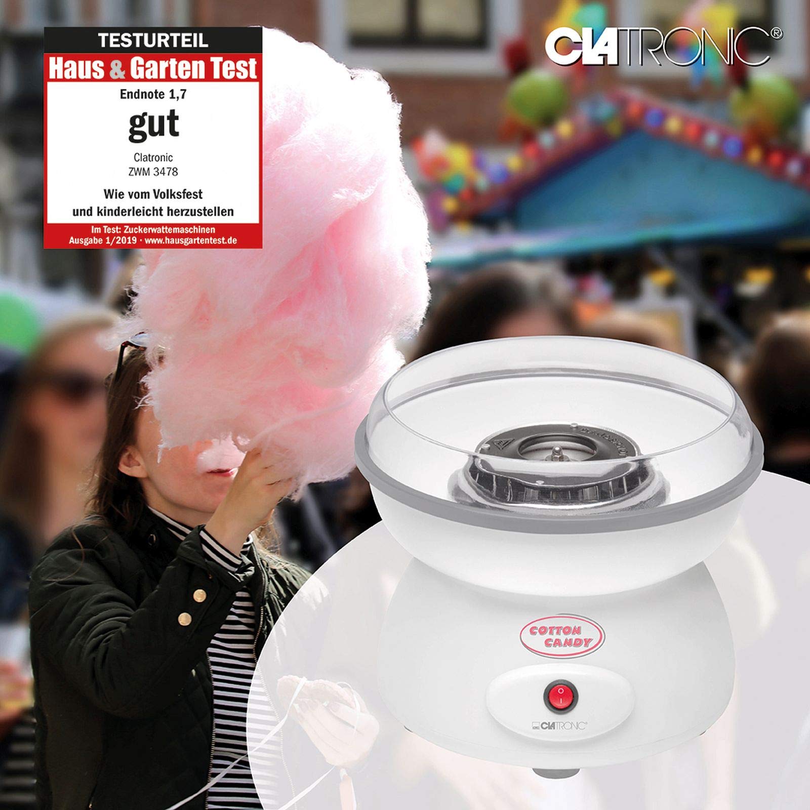 Zuckerwattemaschine 500 Watt Spritzschutz Spülmaschinengeeignet Große Schale
