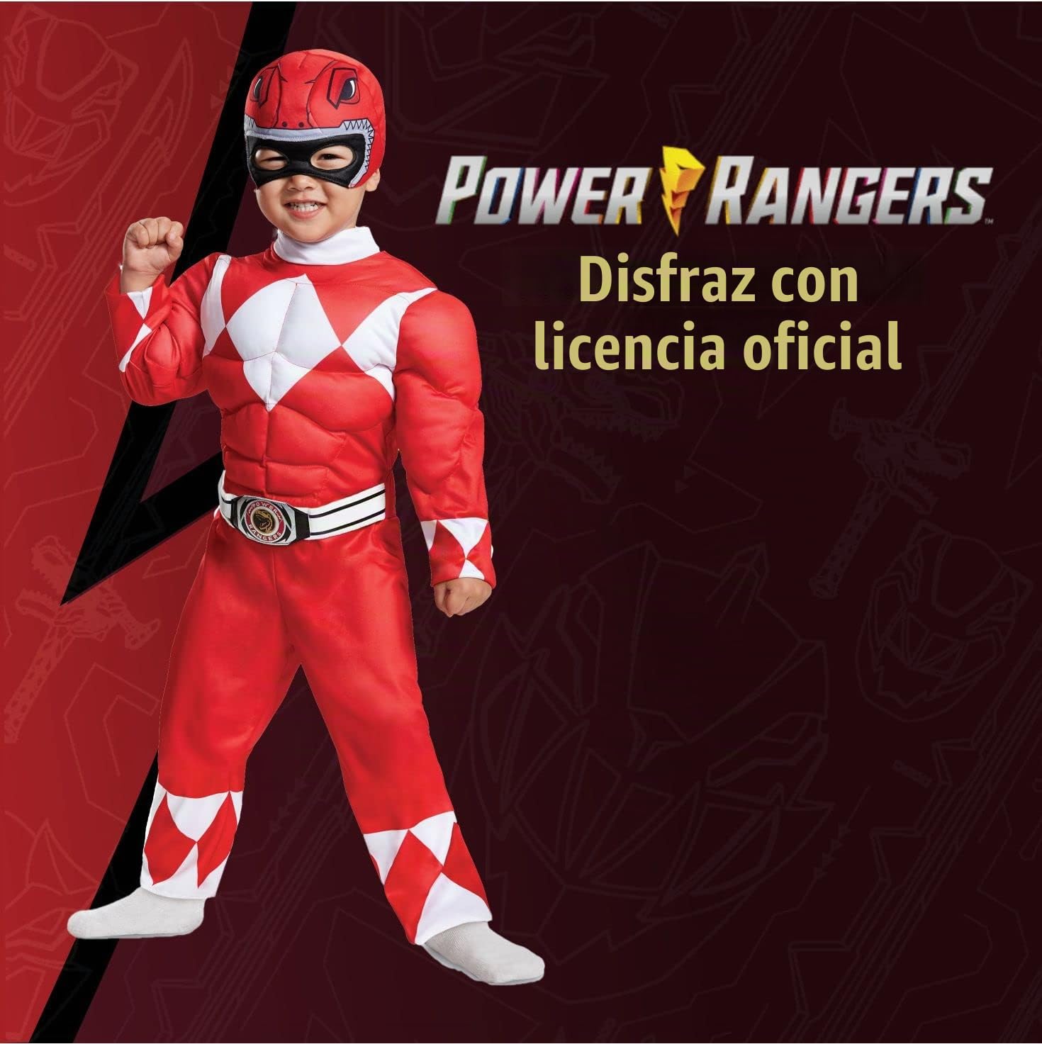 Disguise Red Ranger Toddler Muscle Child Costume, Red, Medium/(3T-4T)