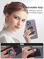 Vista 2 de SUPERONE for MagSafe Phone Grip with Finger Strap, Removable Magnetic Ring Holder with Kickstand Finger Loop, MagSafe Accessories for iPhone