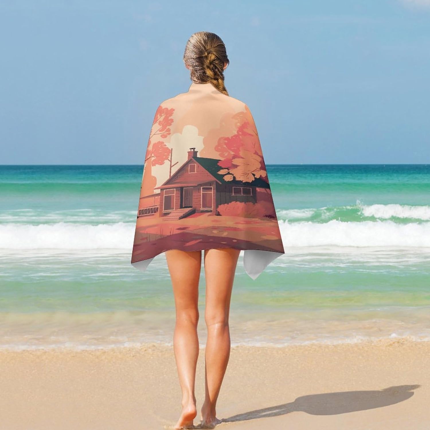 Swimming Towel, There is A House Printed Fashion Towel,Portable Towel,Durable Towel