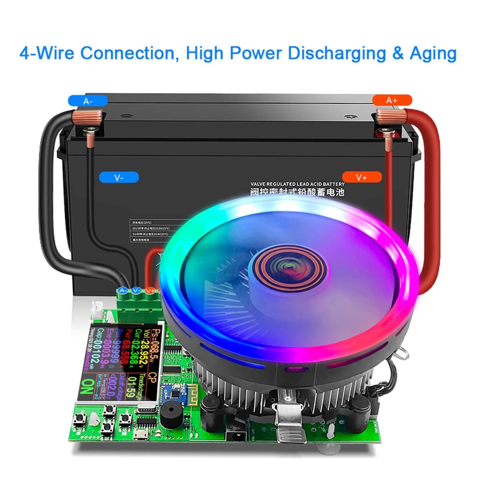 Tester batteria 150W 180W 30A Carico elettronico Schermo digitale a colori a 4 fili Connessione BT Misuratore costante