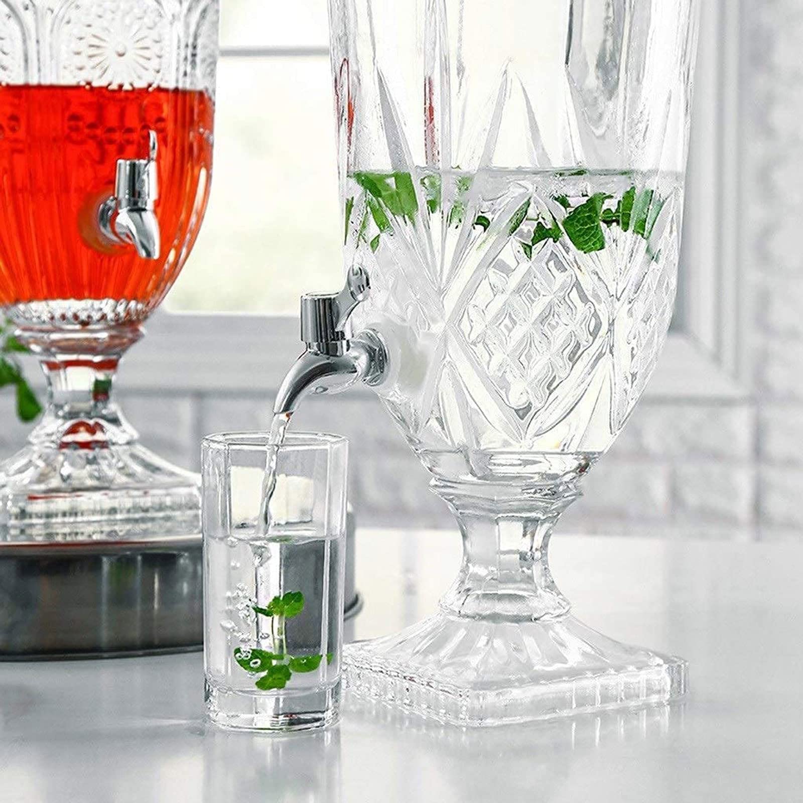 esmen 3L Klarglas-Wasserspender mit Wasserhahn, Einmachglas-Getränkespender für Partys, 100% auslaufsicherer Edelstahl-Zapfhahn mit breiter Öffnung für Partys, Bars