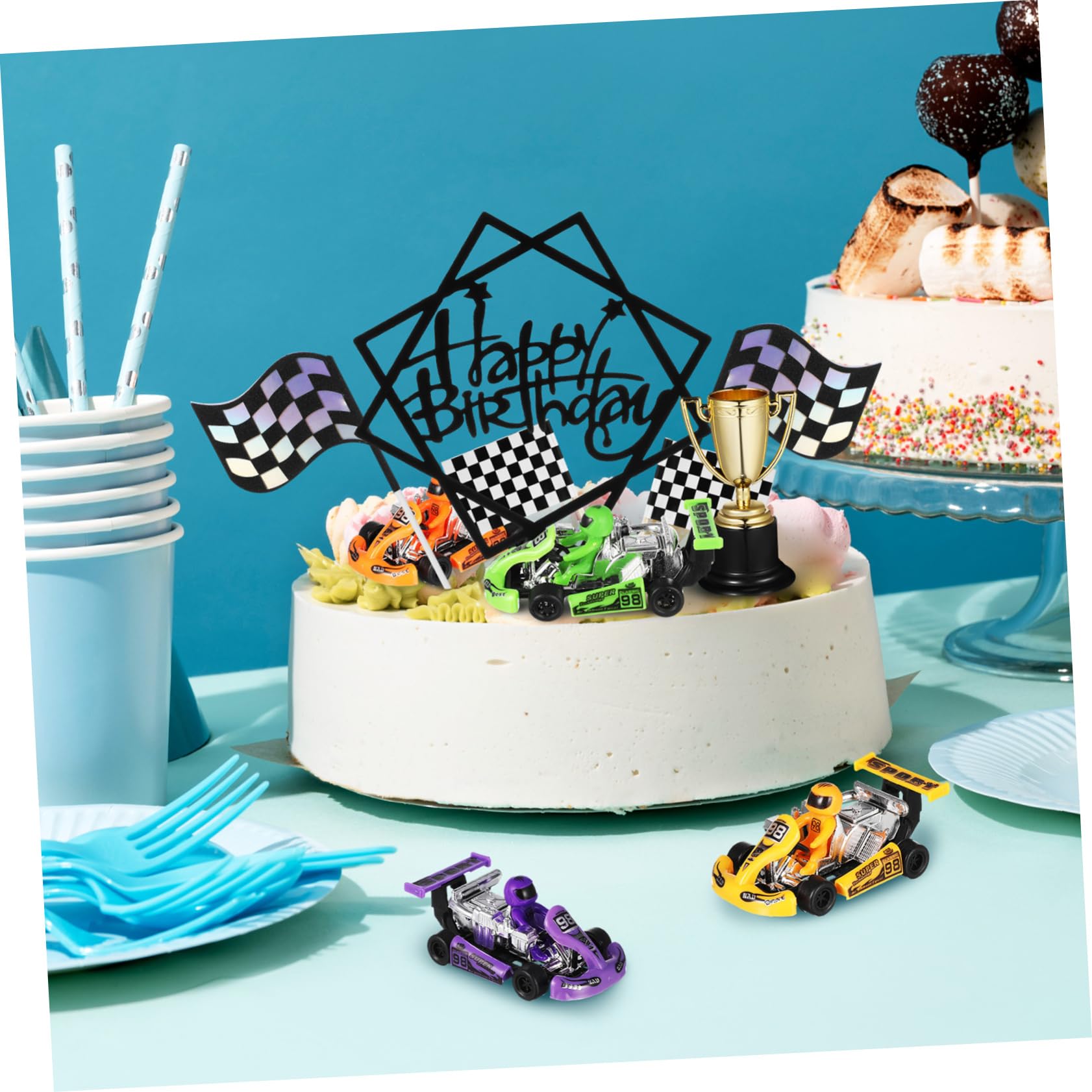 Decorazioni Torta Auto 23 Pezzi Carta per Compleanno Bambini