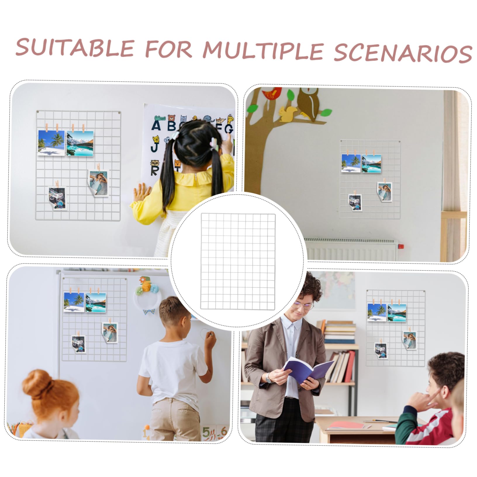 EXAOMBLE Panel de Rejilla Metálica para Colgar Fotos Pared de Hierro Espacio Extra de Almacenamiento Resistente al Desgaste para Decoración Práctica Hogar