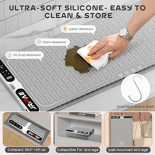 Miniatura 7 de Tapete de calentamiento de alimentos extra grande de 580 W (XXXL 40 x 15 pulgadas), bandeja de calentamiento eléctrico de silicona para fiestas,