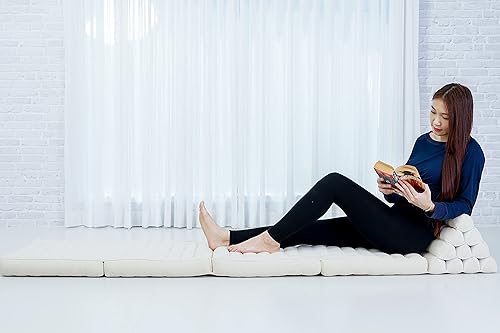 Miniatura 2 de Leewadee Tapete de 4 pliegues con cojín triangular, almohada firme para TV, colchón plegable con cojín hecho de kapok ecológico, 89 x 20 pulgadas,