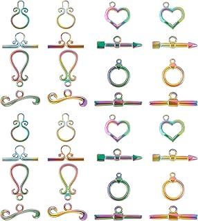 SUPERFINDINGS 8Sets 4Style Jewelry Toggle Clasps Stainless Steel Big Clasp Toggle Findings for Necklace Bracelet Jewelry Making DIY Craft, Multi-Color