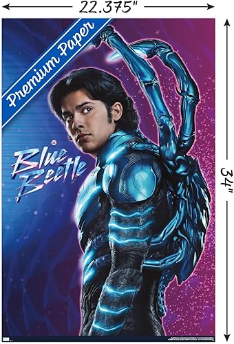 Miniatura 3 de Trends International DC Comics Movie Blue Beetle - Póster de pared de Jaime Reyes, 34 pulgadas de largo x 22.4 W, paquete de póster y montaje prémium