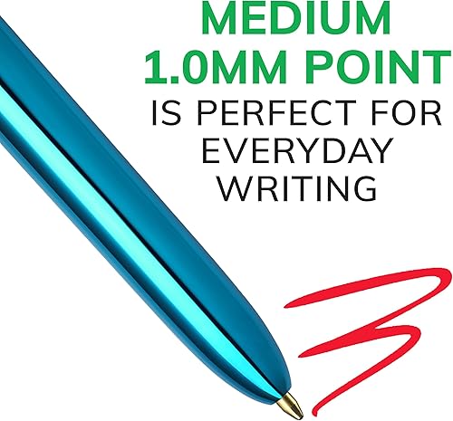 Miniatura 4 de BIC Bolígrafos retráctiles originales de 4 colores, punta media (0.039 pulgadas), paquete de 1 unidad, bolígrafo retráctil con tinta de larga