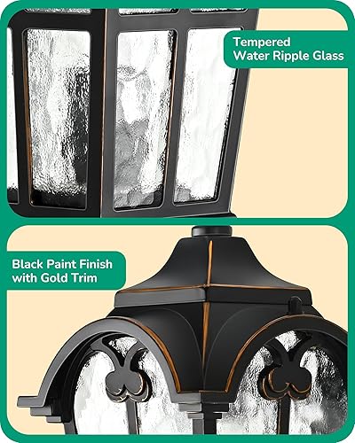 Miniatura 3 de EDISHINE Lámpara de pared para exteriores del atardecer al amanecer, lámpara de pared exterior de 17 pulgadas, lámpara de pared romana negra con