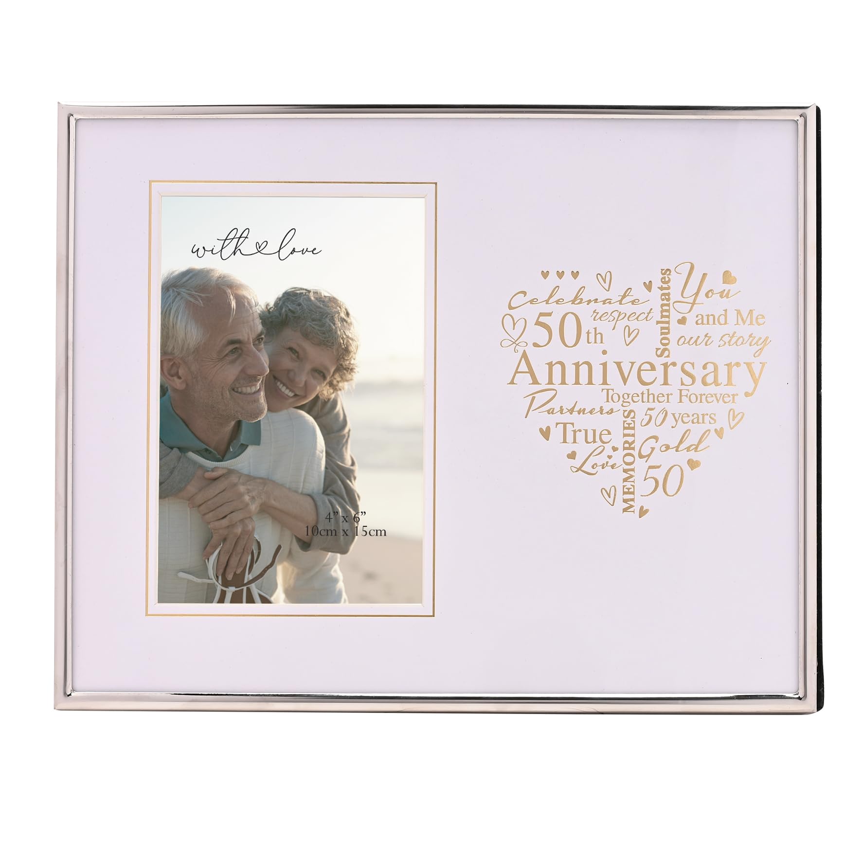 Cadre photo cœur argenté pour décorer vos tables de fête